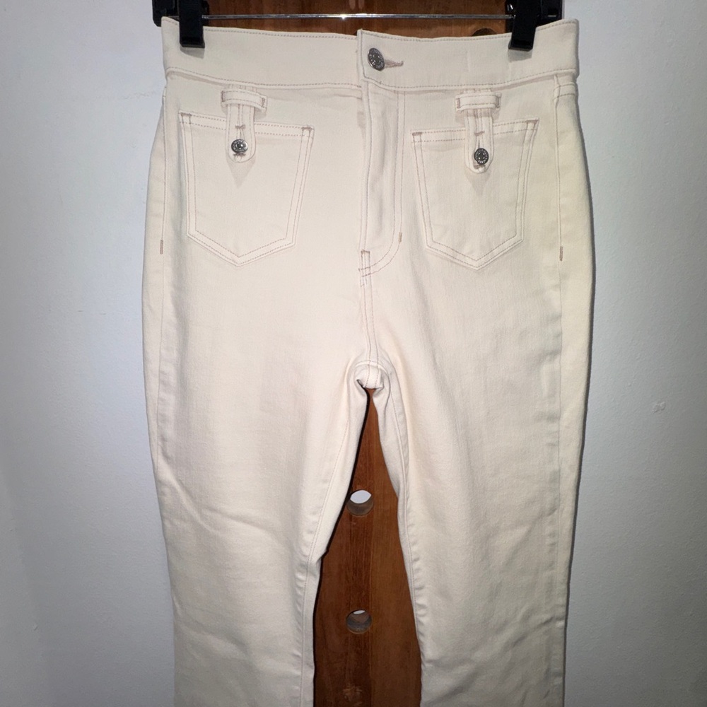 Veronica Beard Beverly High Rise Cream Patch Pocket Jeans - Picture 5 of 11